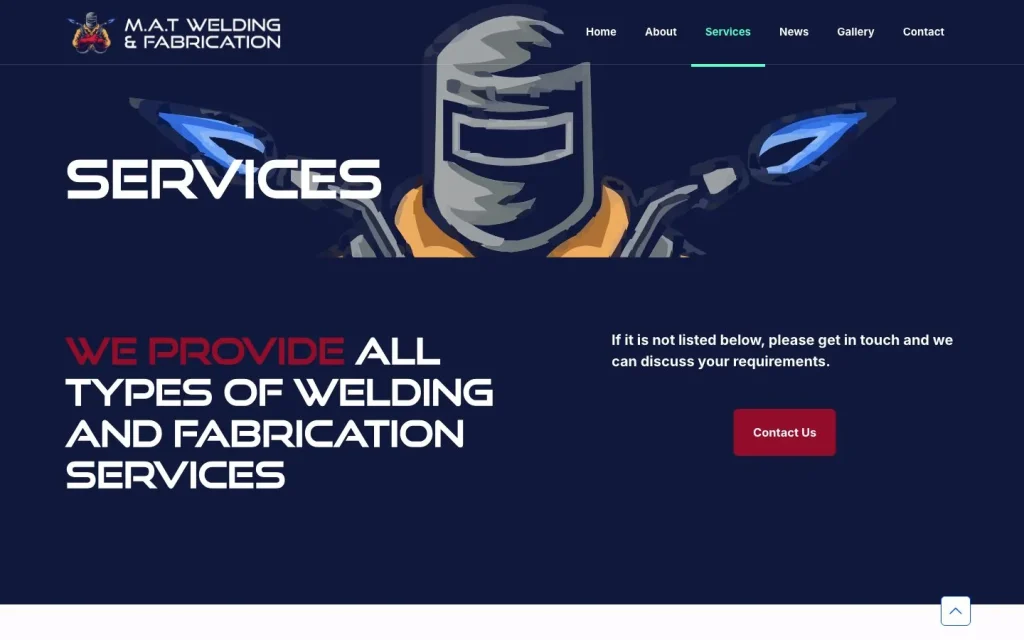 M.A.T Welding and Fabrication, inner page